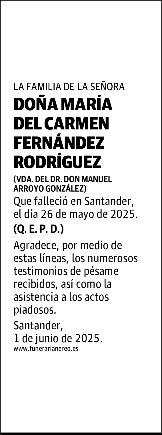 DOÑA MARÍA DEL CARMEN FERNÁNDEZ RODRÍGUEZ