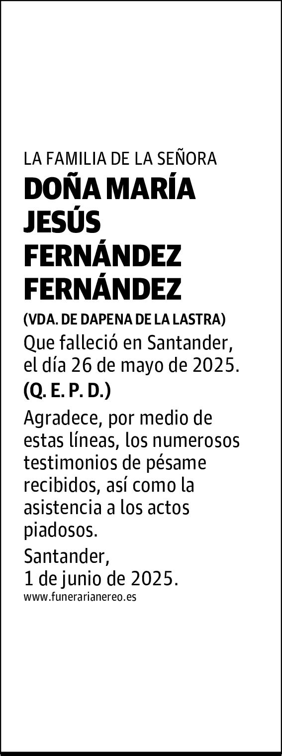 DOÑA MARÍA JESÚS FERNÁNDEZ FERNÁNDEZ