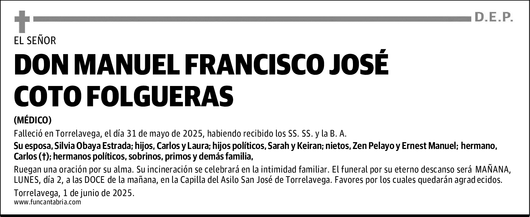 DON MANUEL FRANCISCO JOSÉ COTO FOLGUERAS