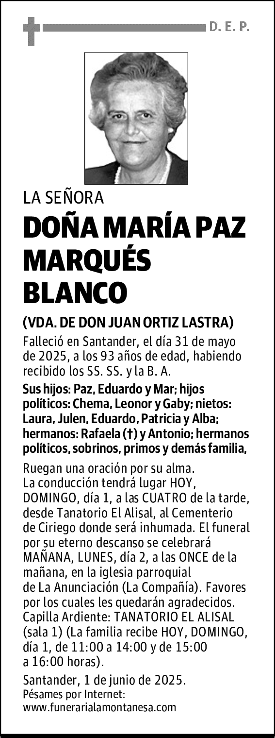 DOÑA MARÍA PAZ MARQUÉS BLANCO