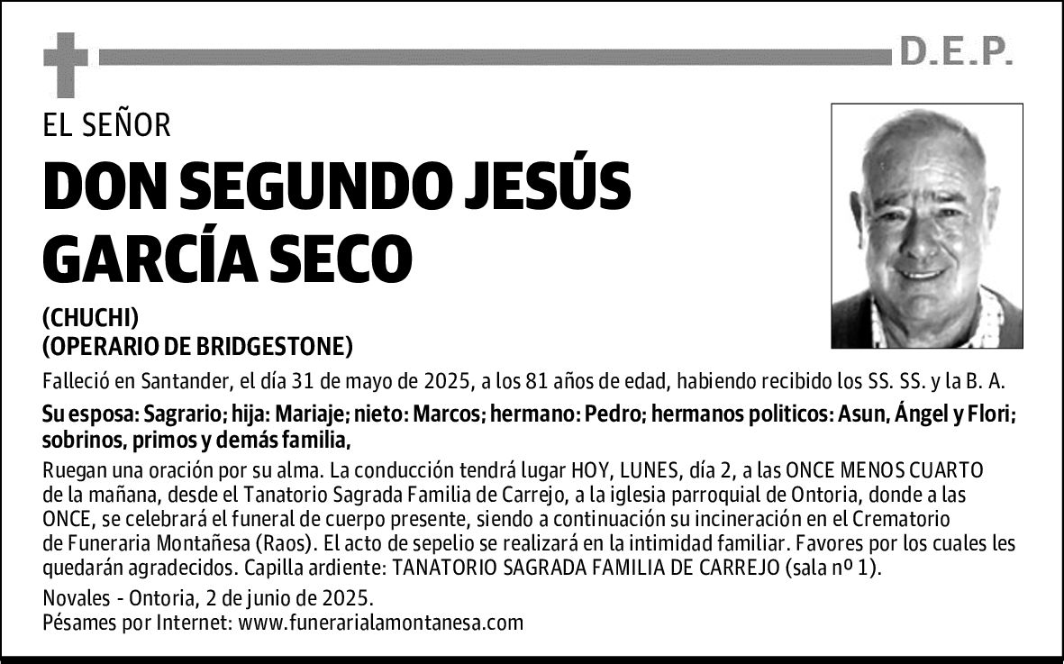DON SEGUNDO JESÚS GARCÍA SECO