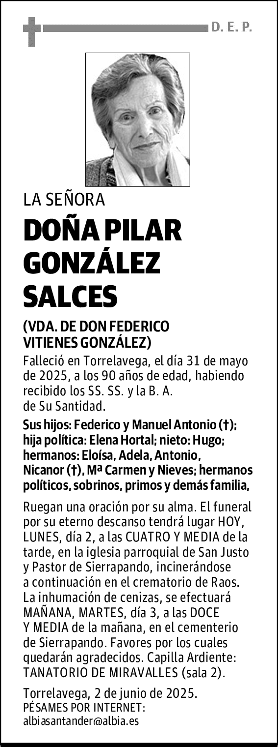 DOÑA PILAR GONZÁLEZ SALCES