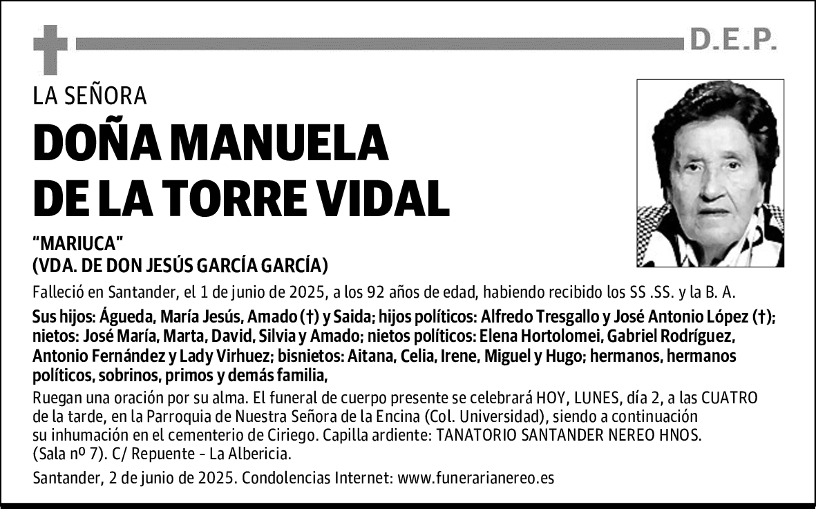 DOÑA MANUELA DE LA TORRE VIDAL