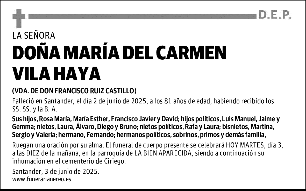 DOÑA MARÍA DEL CARMEN VILA HAYA