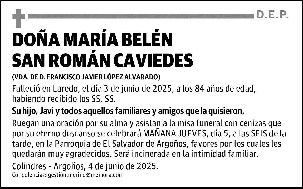 DOÑA MARÍA BELÉN SAN ROMÁN CAVIEDES