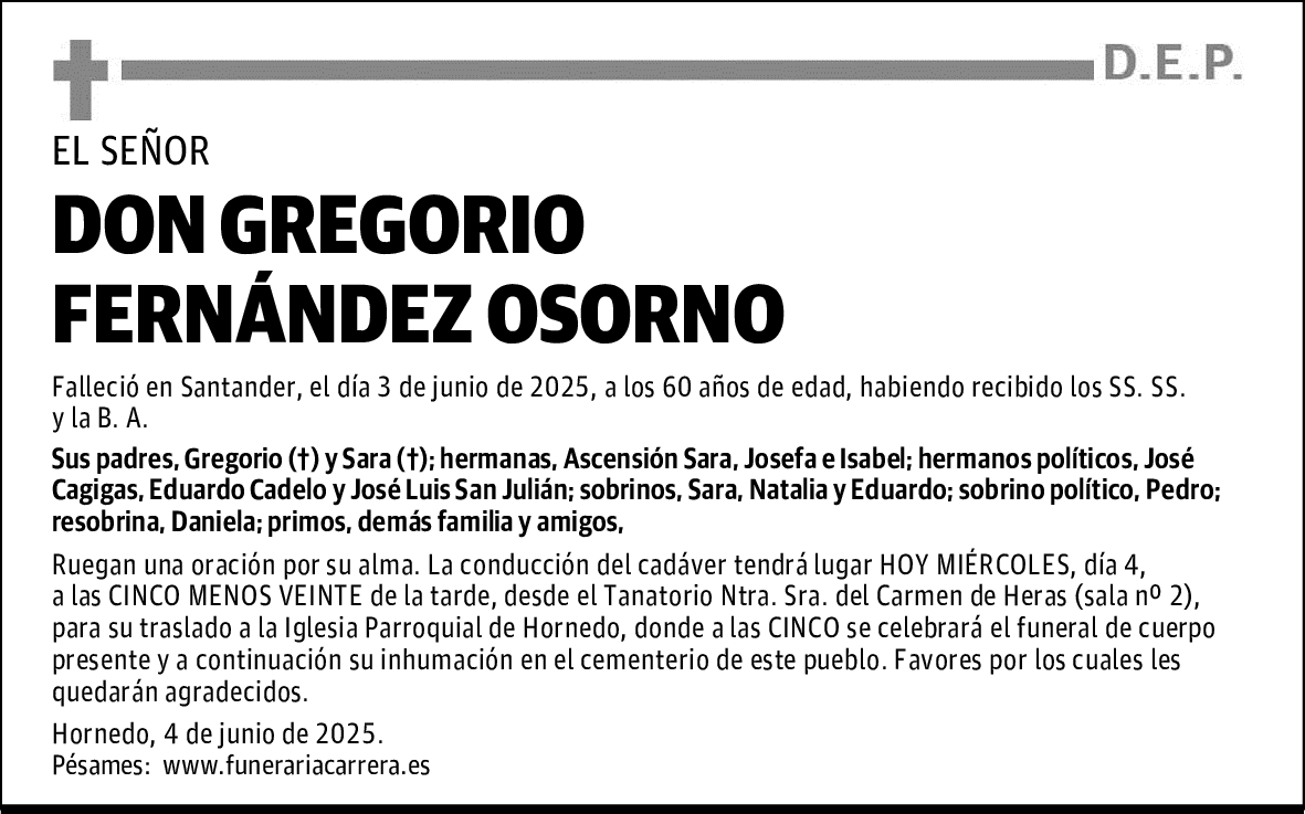 DON GREGORIO FERNÁNDEZ OSORNO