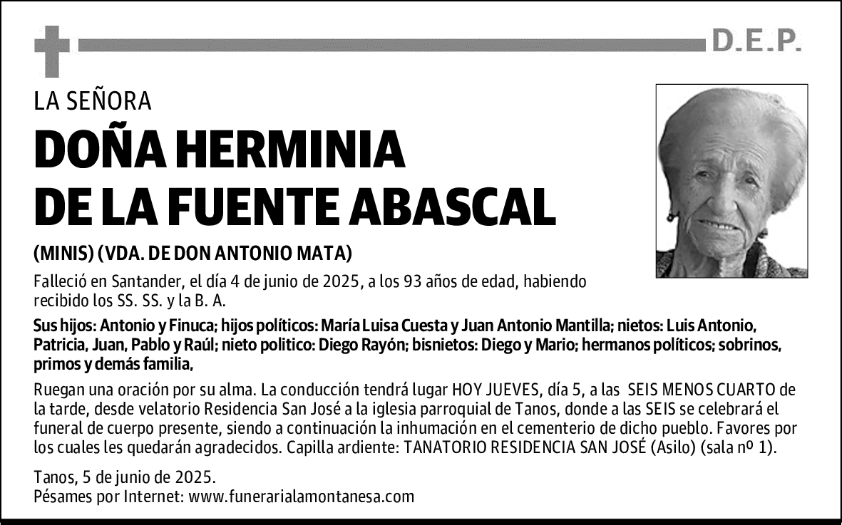 DOÑA HERMINIA DE LA FUENTE ABASCAL
