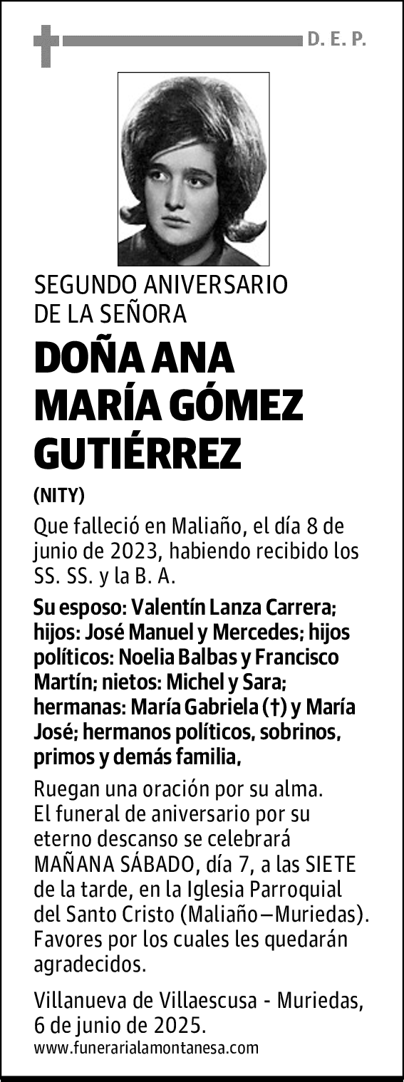 DOÑA ANA MARÍA GÓMEZ GUTIÉRREZ