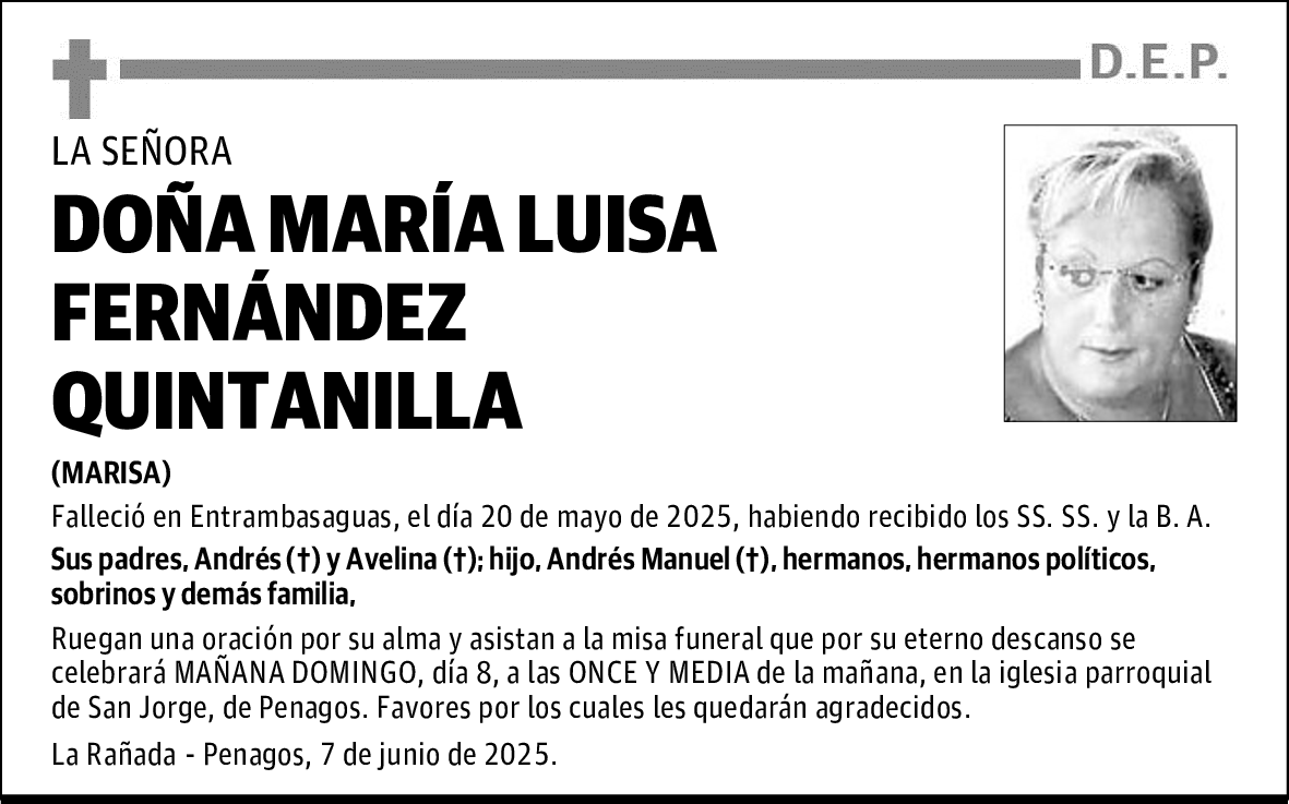 DOÑA MARÍA LUISA FERNÁNDEZ QUINTANILLA