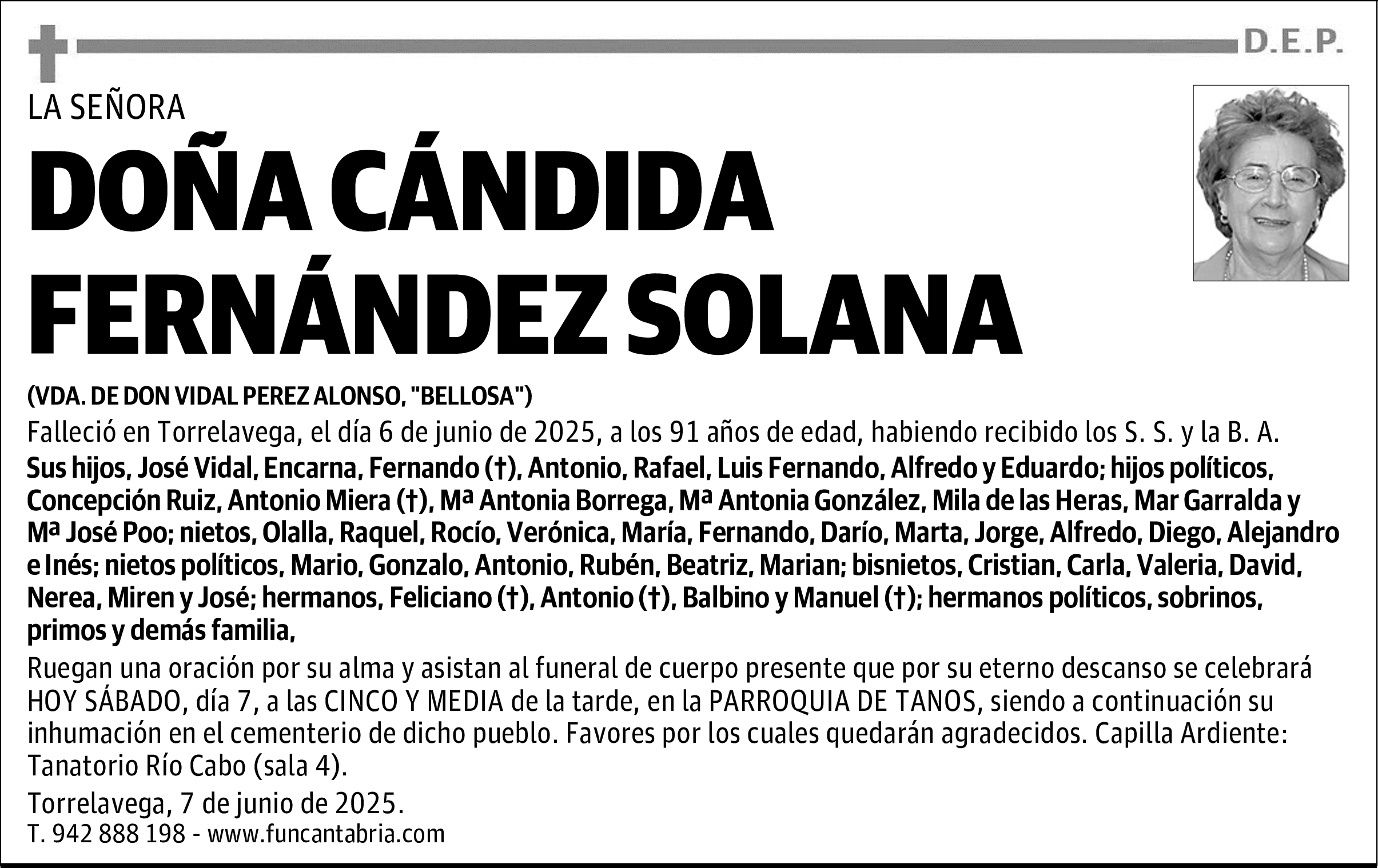 DOÑA CÁNDIDA FERNÁNDEZ SOLANA