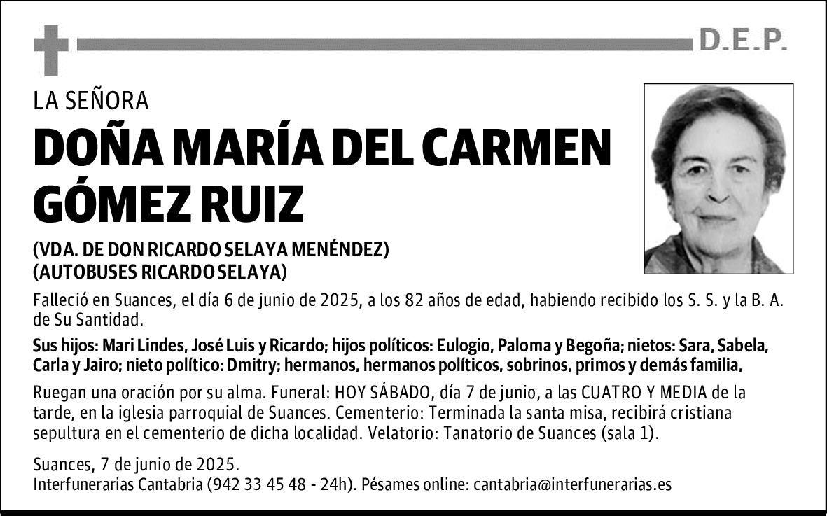 DOÑA MARÍA DEL CARMEN GÓMEZ RUIZ