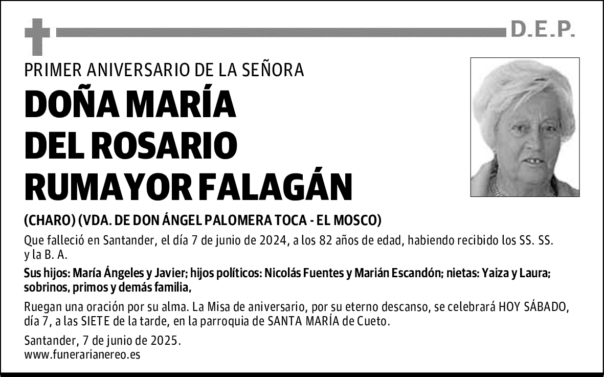 DOÑA MARÍA DEL ROSARIO RUMAYOR FALAGÁN