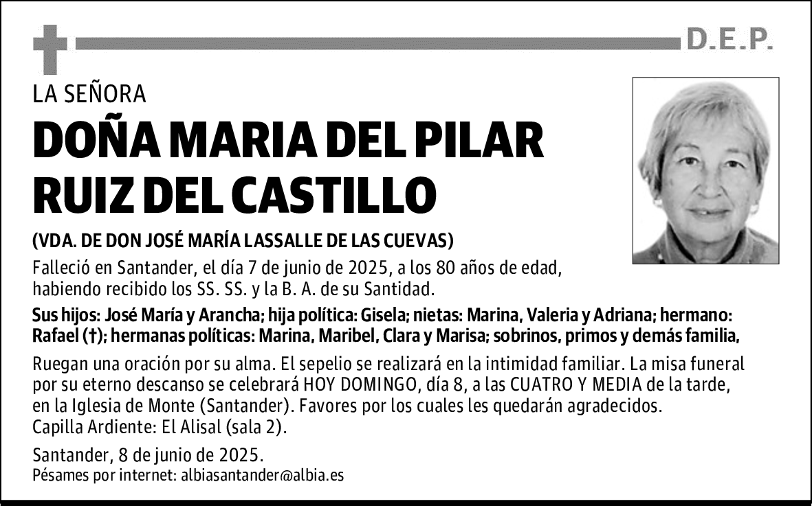 DOÑA MARIA DEL PILAR RUIZ DEL CASTILLO