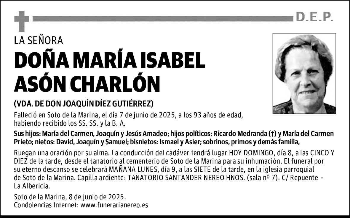 DOÑA MARÍA ISABEL ASÓN CHARLÓN