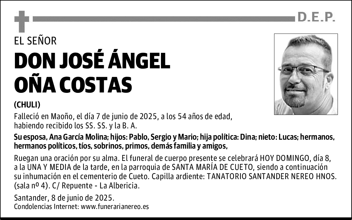DON JOSÉ ÁNGEL OÑA COSTAS