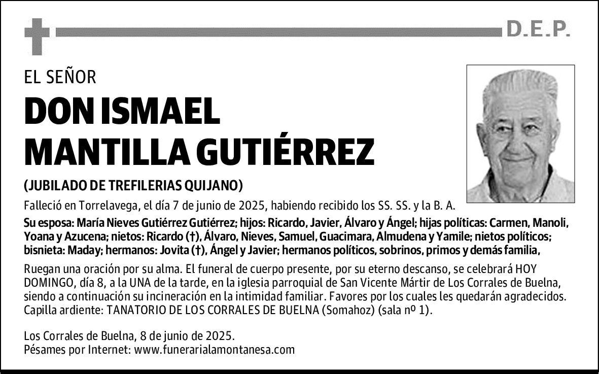 DON ISMAEL MANTILLA GUTIÉRREZ