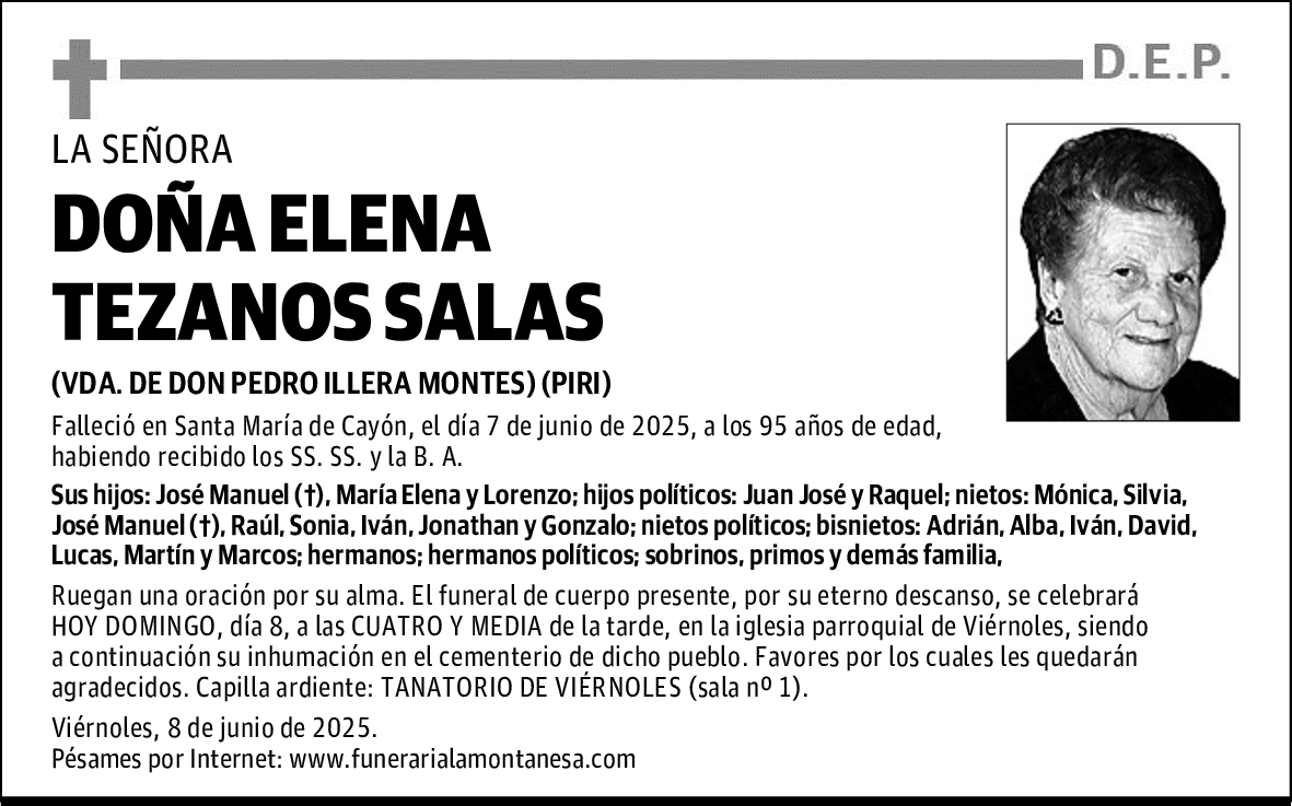 DOÑA ELENA TEZANOS SALAS
