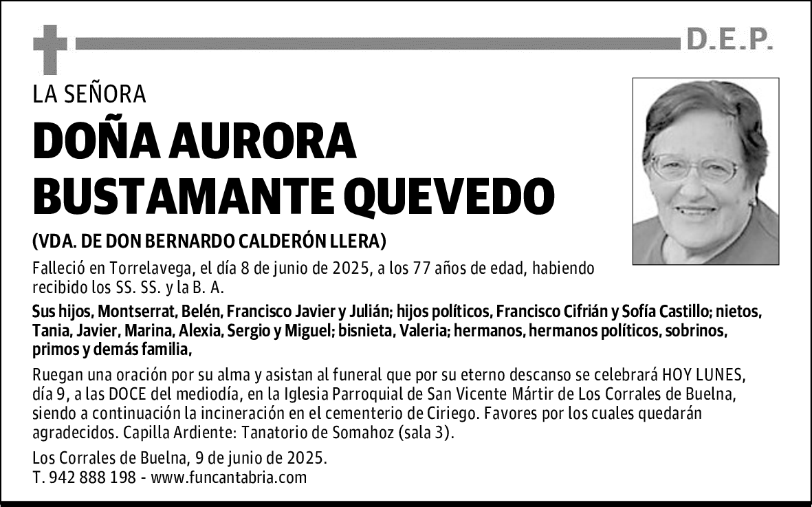 DOÑA AURORA BUSTAMANTE QUEVEDO