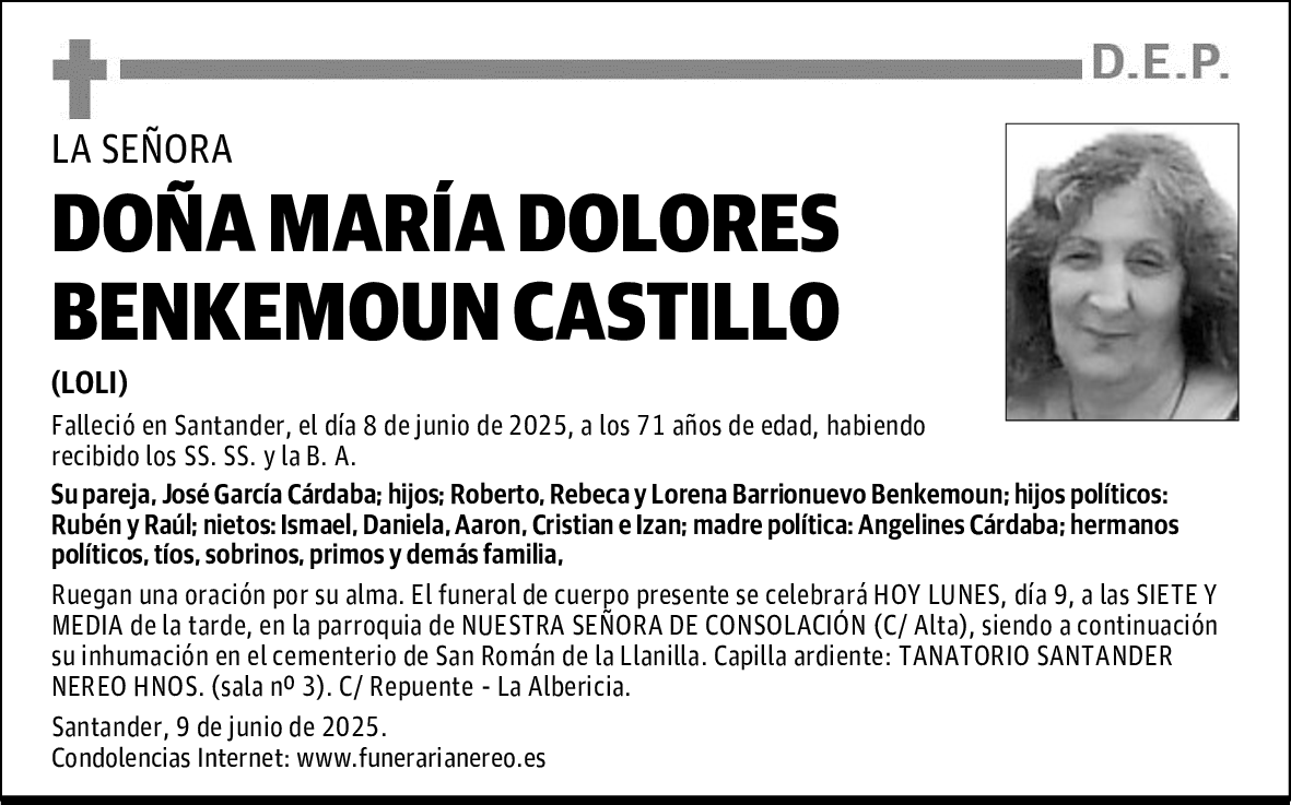 DOÑA MARÍA DOLORES BENKEMOUN CASTILLO