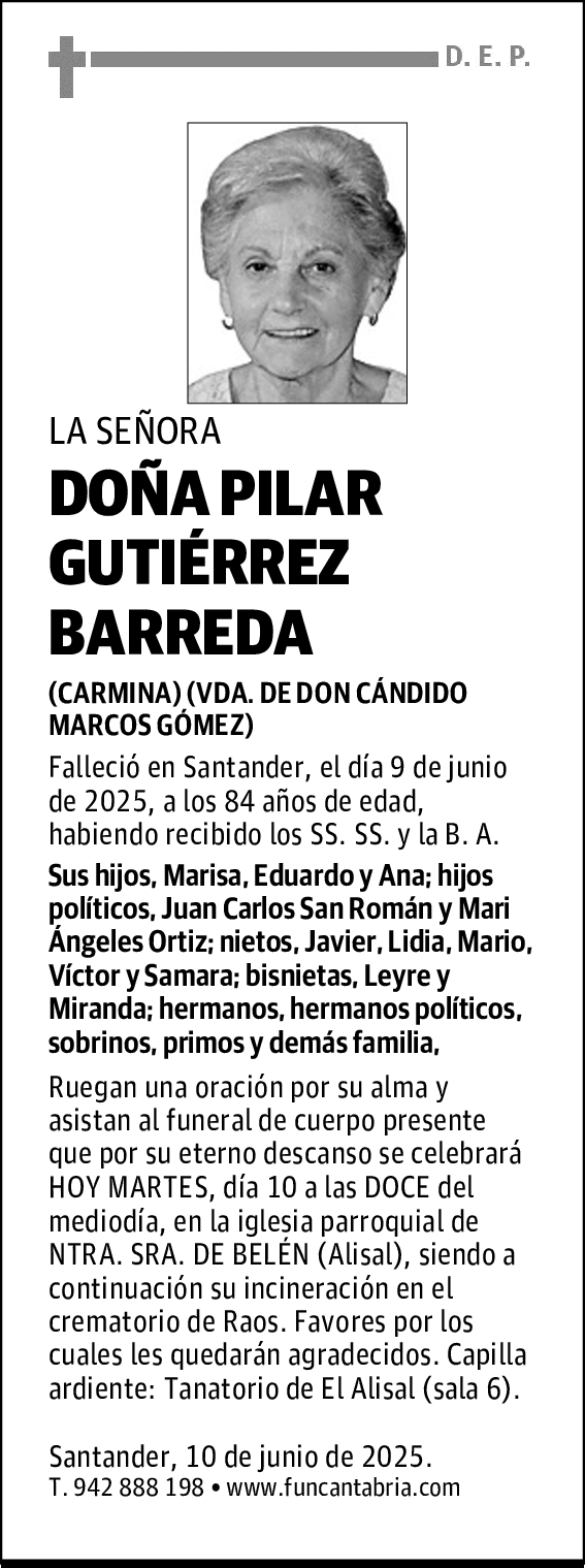 DOÑA PILAR GUTIÉRREZ BARREDA