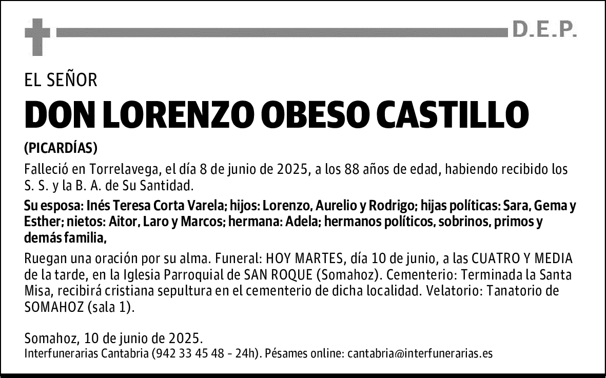 DON LORENZO OBESO CASTILLO