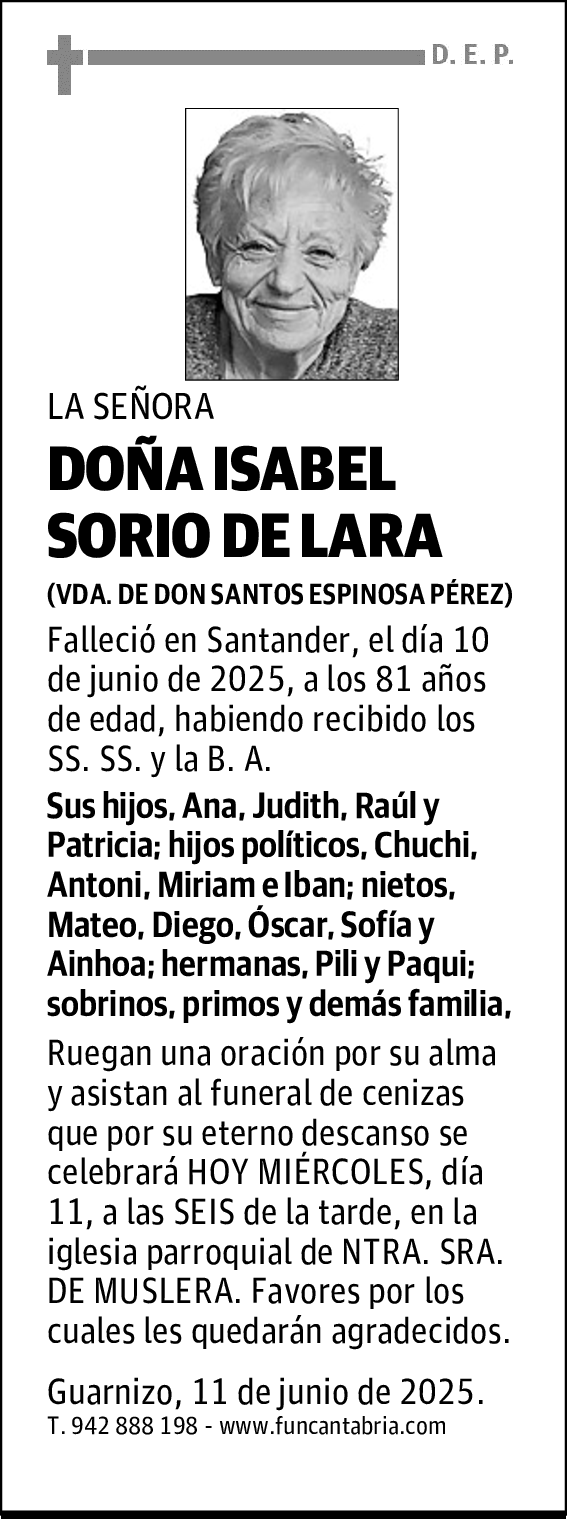 DOÑA ISABEL SORIO DE LARA