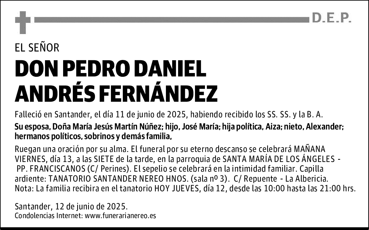 DON PEDRO DANIEL ANDRÉS FERNÁNDEZ