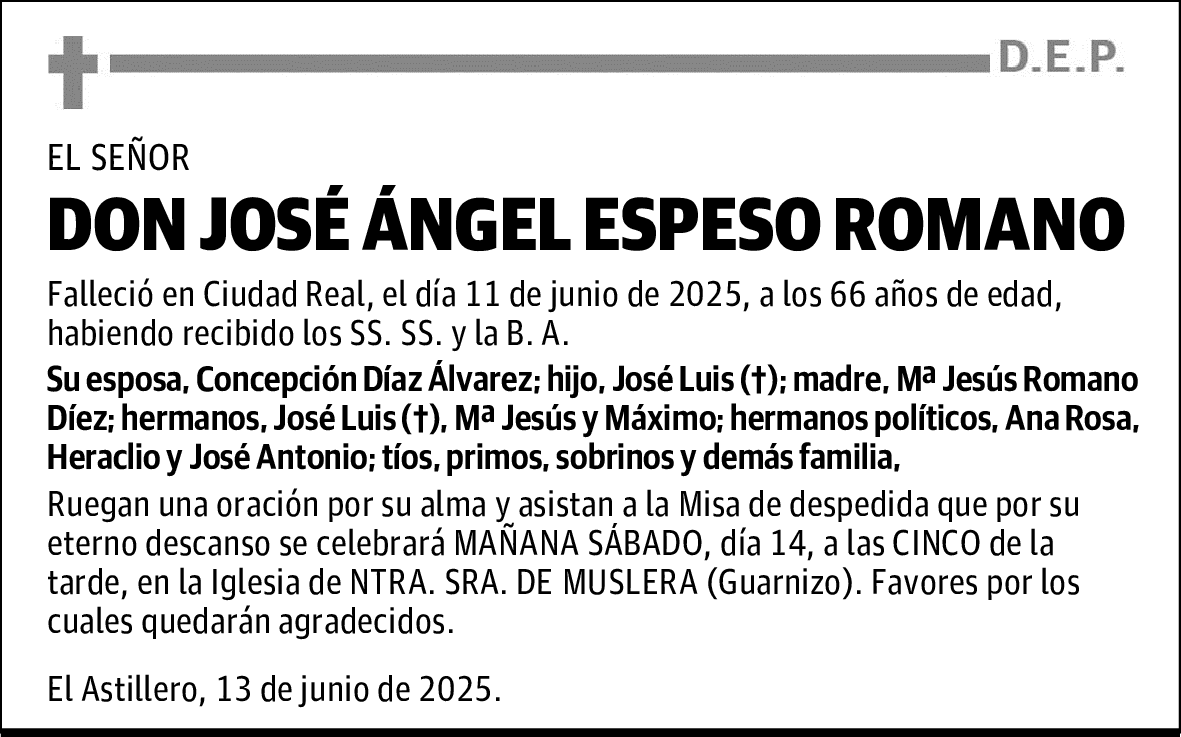 DON JOSÉ ÁNGEL ESPESO ROMANO