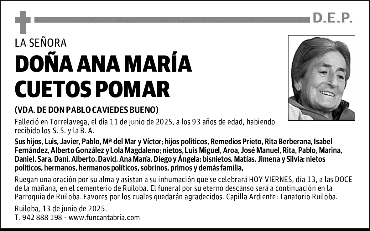 DOÑA ANA MARÍA CUETOS POMAR