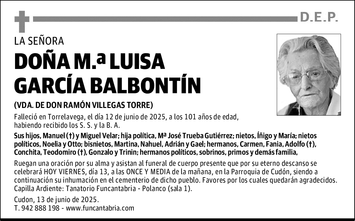 DOÑA M.ª LUISA GARCÍA BALBONTÍN