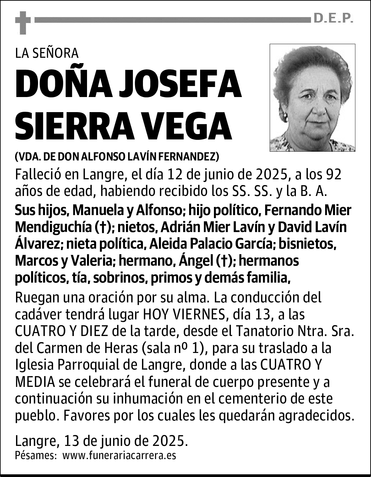 DOÑA JOSEFA SIERRA VEGA