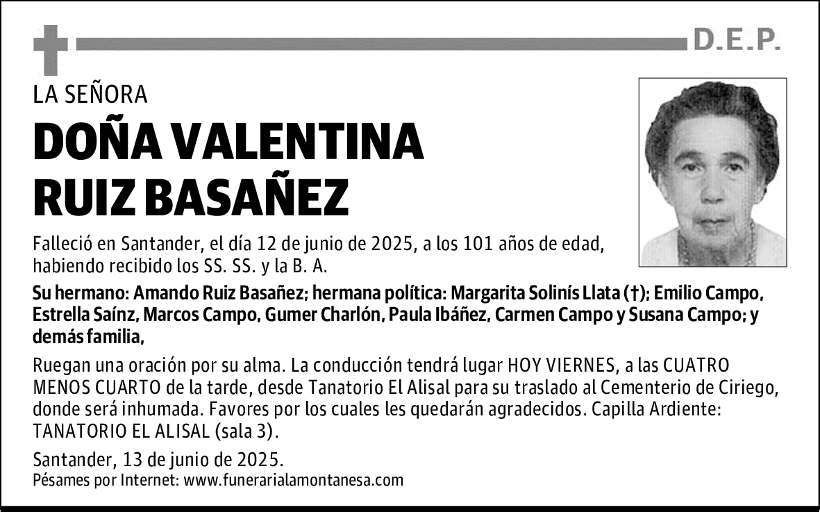 DOÑA VALENTINA RUIZ BASAÑEZ