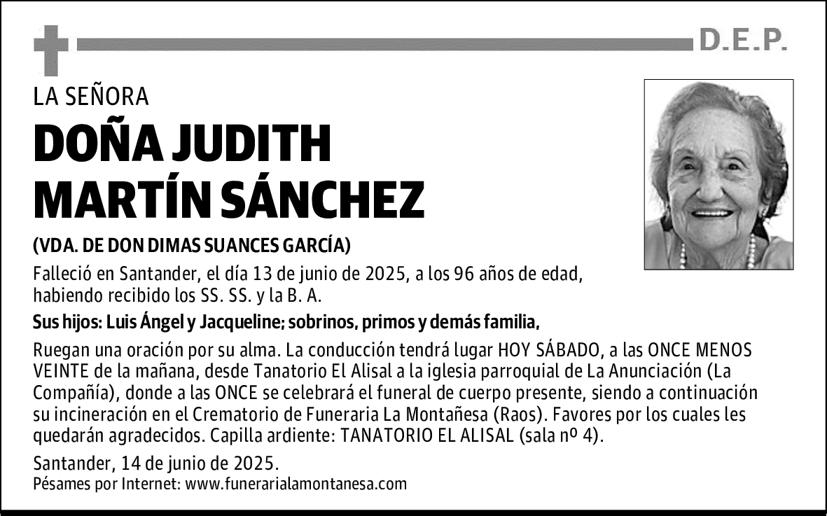 DOÑA JUDITH MARTÍN SÁNCHEZ