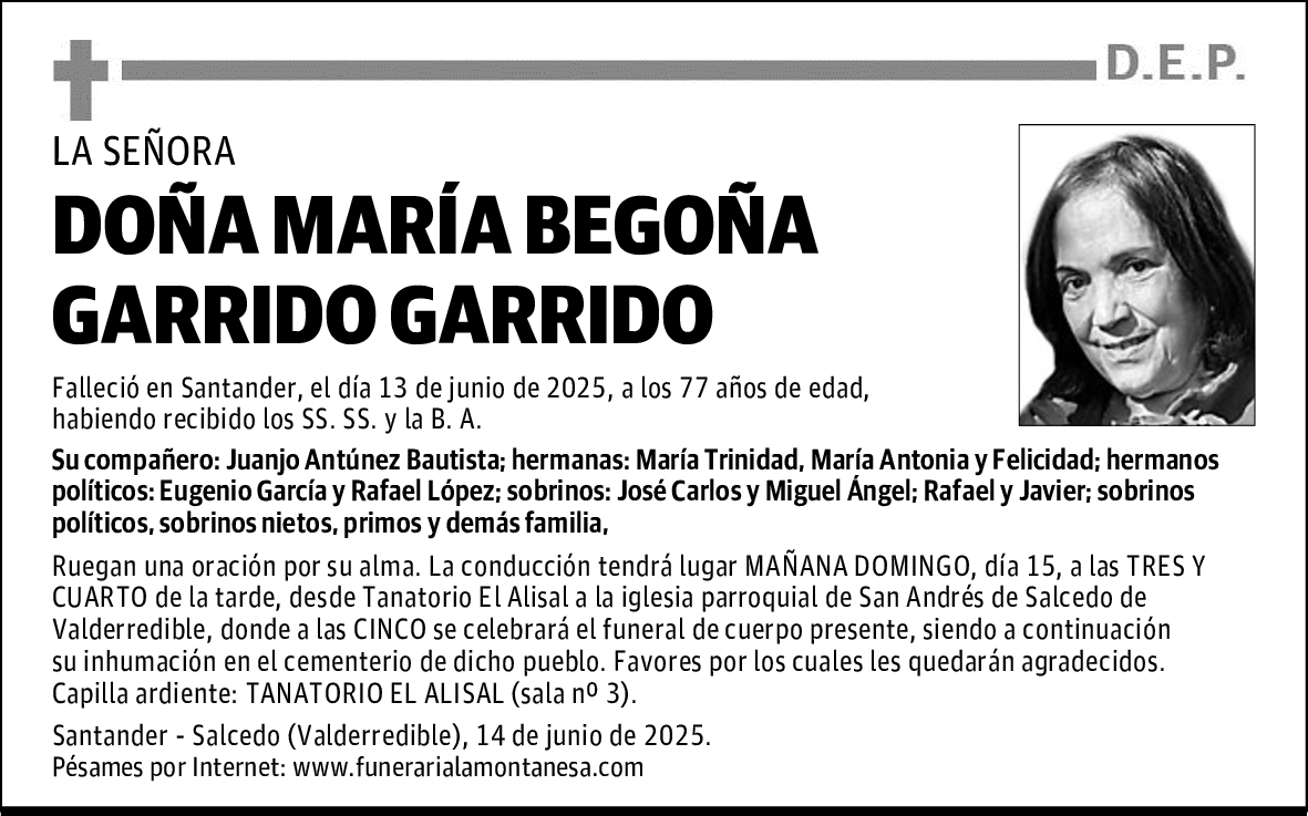 DOÑA MARÍA BEGOÑA GARRIDO GARRIDO