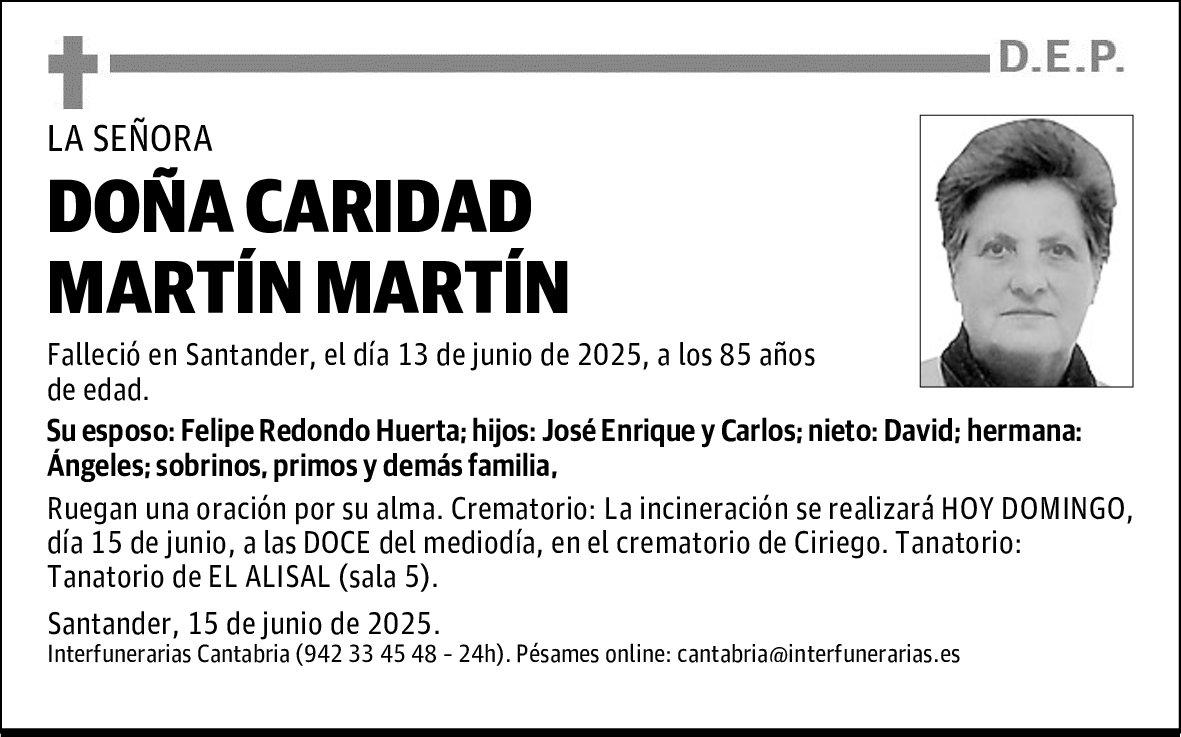 DOÑA CARIDAD MARTÍN MARTÍN