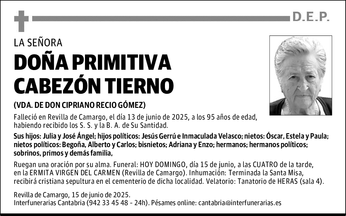 DOÑA PRIMITIVA CABEZÓN TIERNO