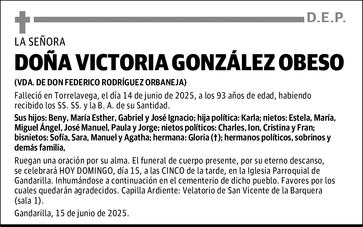 DOÑA VICTORIA GONZÁLEZ OBESO