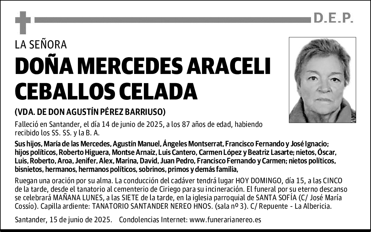 DOÑA MERCEDES ARACELI CEBALLOS CELADA