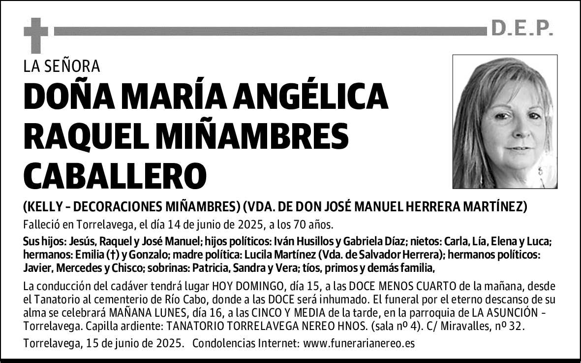 DOÑA MARÍA ANGÉLICA RAQUEL MIÑAMBRES CABALLERO