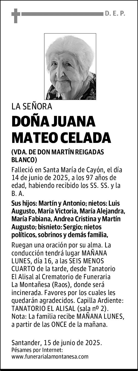 DOÑA JUANA MATEO CELADA