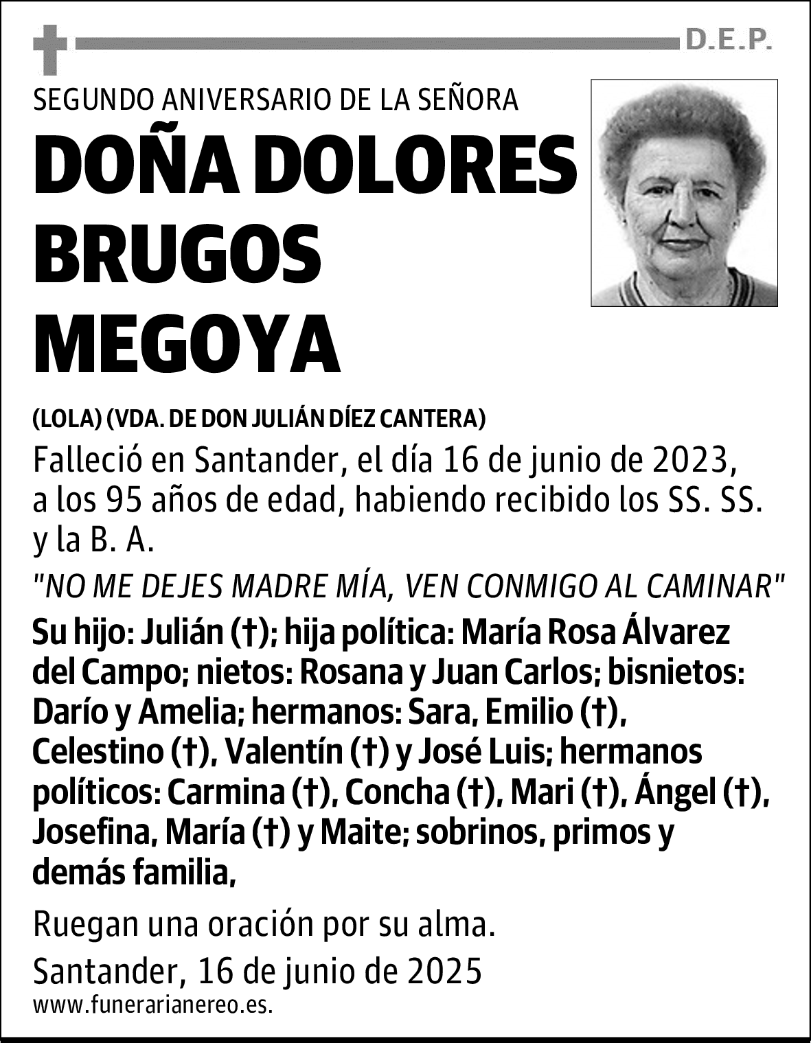 DOÑA DOLORES BRUGOS MEGOYA