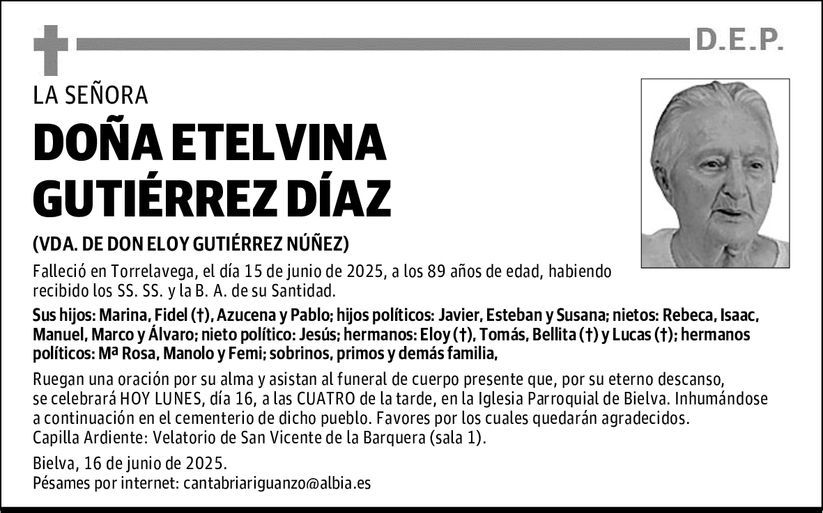 DOÑA ETELVINA GUTIÉRREZ DÍAZ