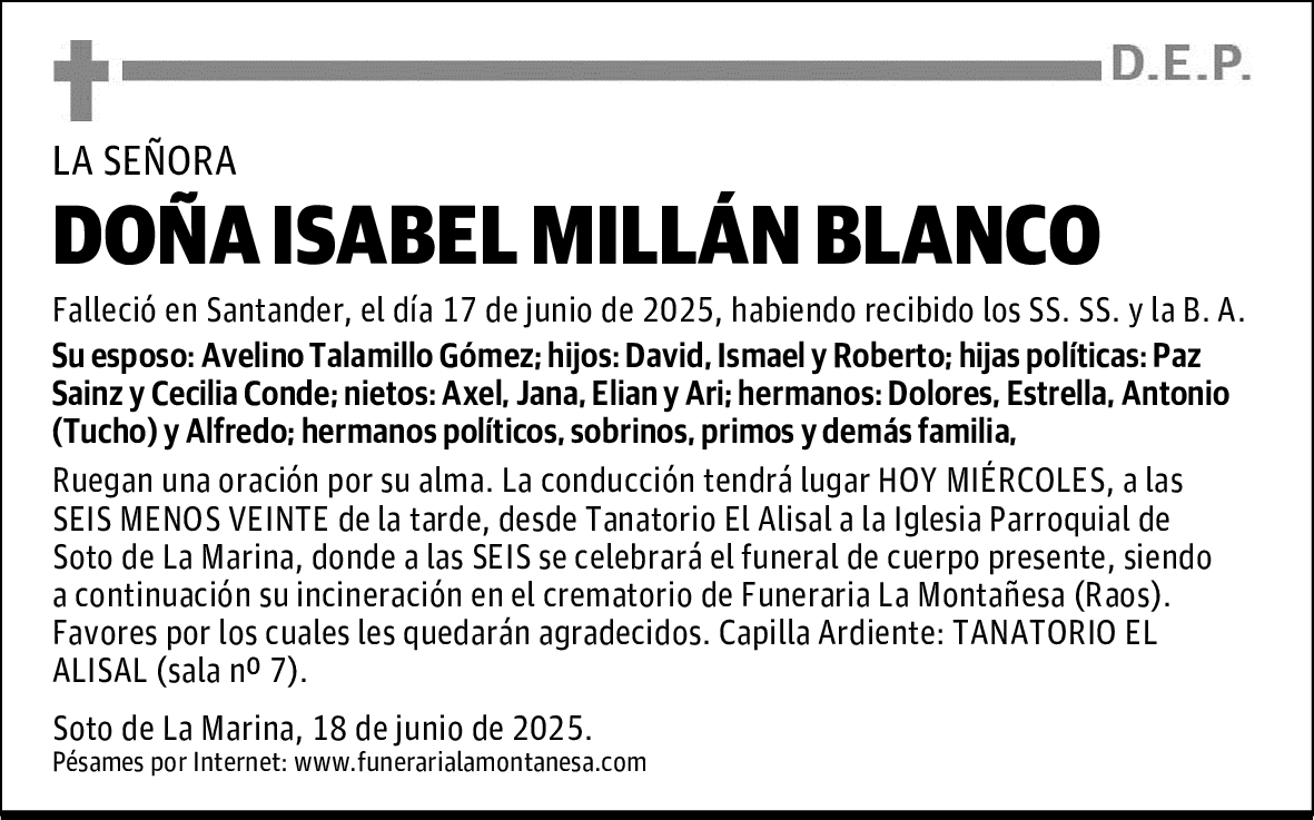 DOÑA ISABEL MILLÁN BLANCO