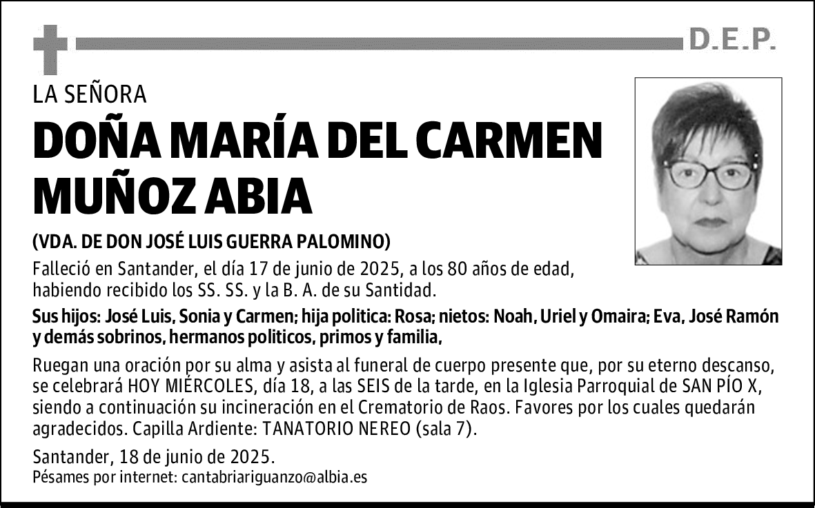 DOÑA MARÍA DEL CARMEN MUÑOZ ABIA