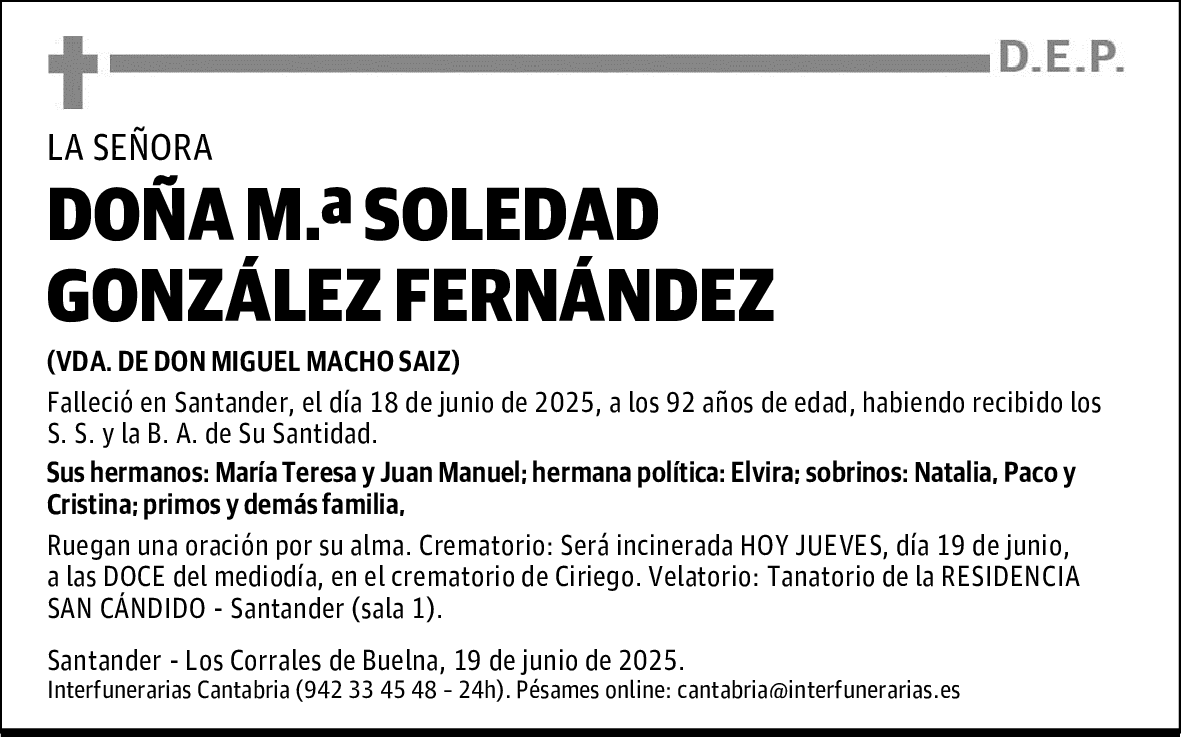 DOÑA M.ª SOLEDAD GONZÁLEZ FERNÁNDEZ