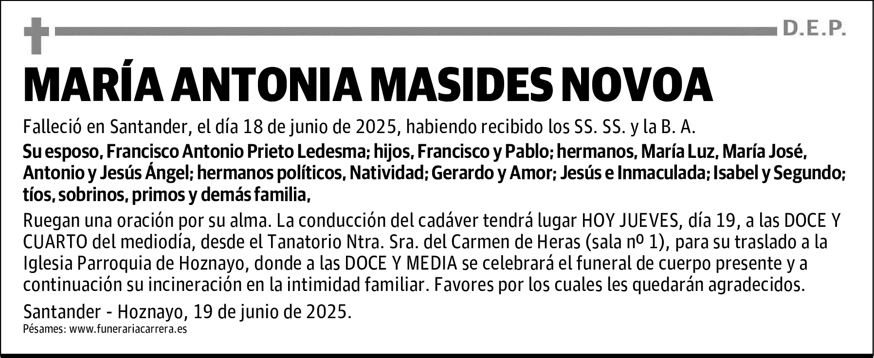 MARÍA ANTONIA MASIDES NOVOA