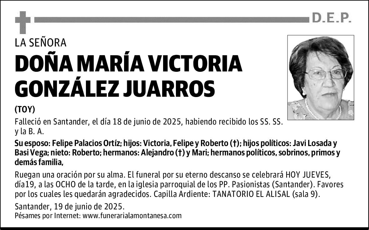 DOÑA MARÍA VICTORIA GONZÁLEZ JUARROS