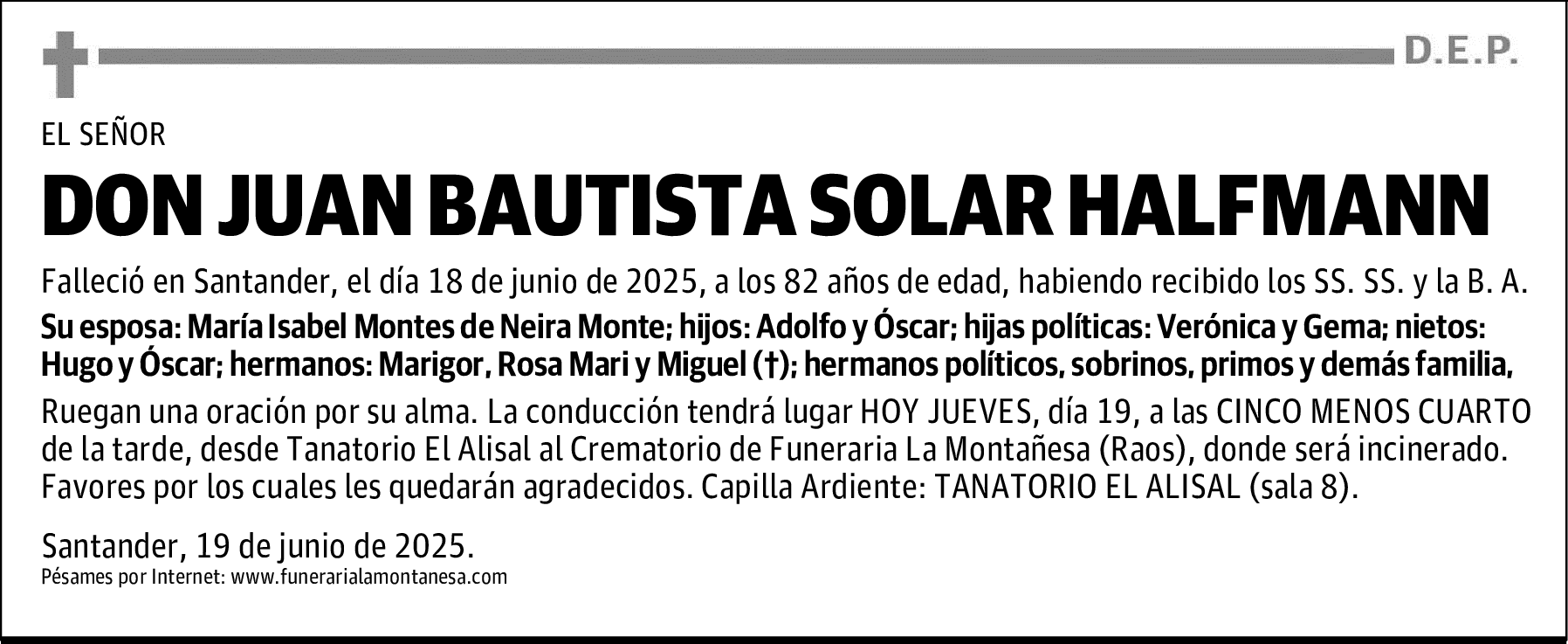 DON JUAN BAUTISTA SOLAR HALFMANN