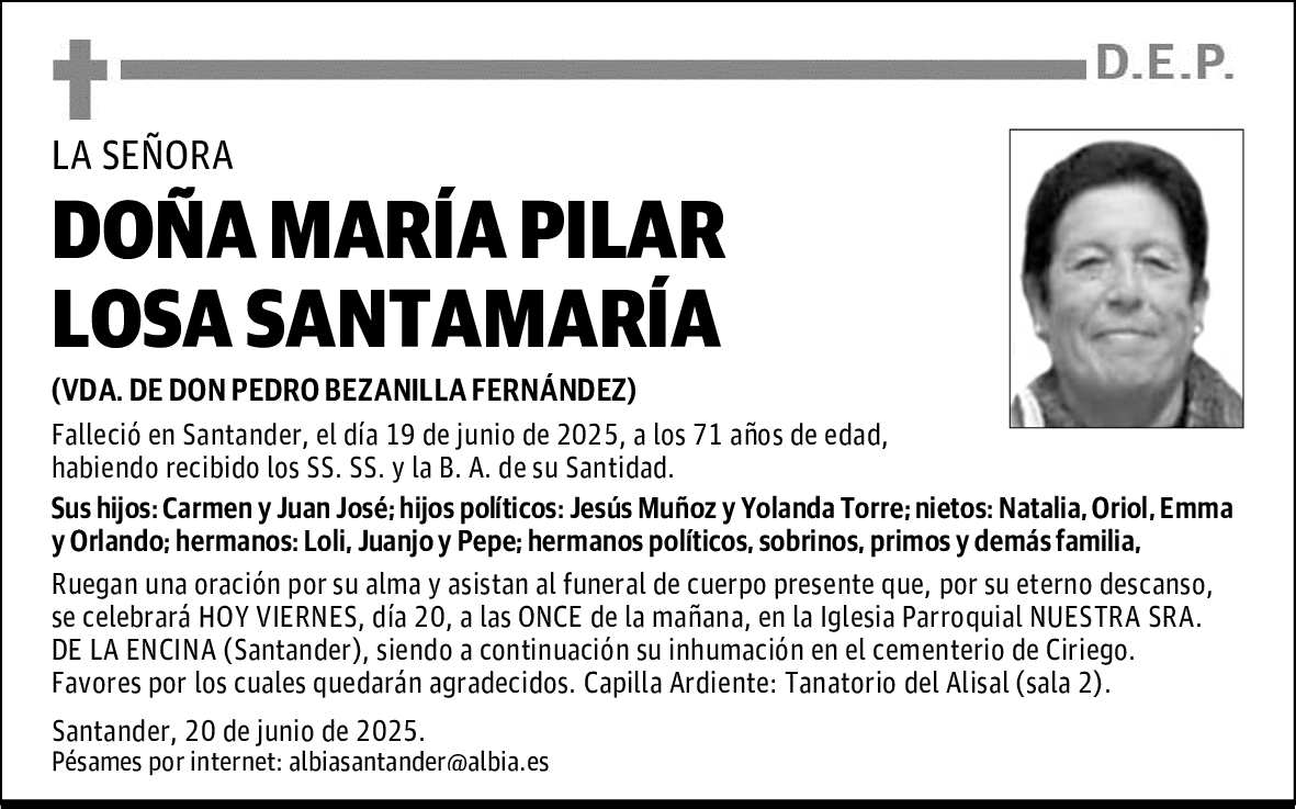 DOÑA MARÍA PILAR LOSA SANTAMARÍA