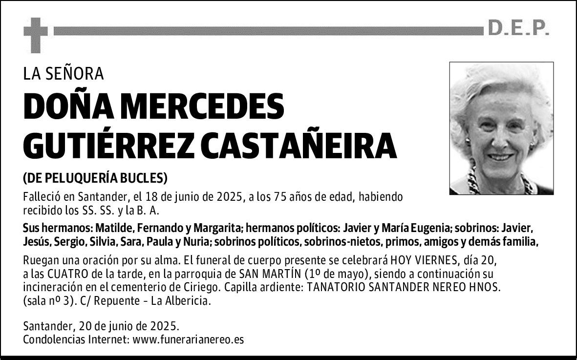 DOÑA MERCEDES GUTIÉRREZ CASTAÑEIRA